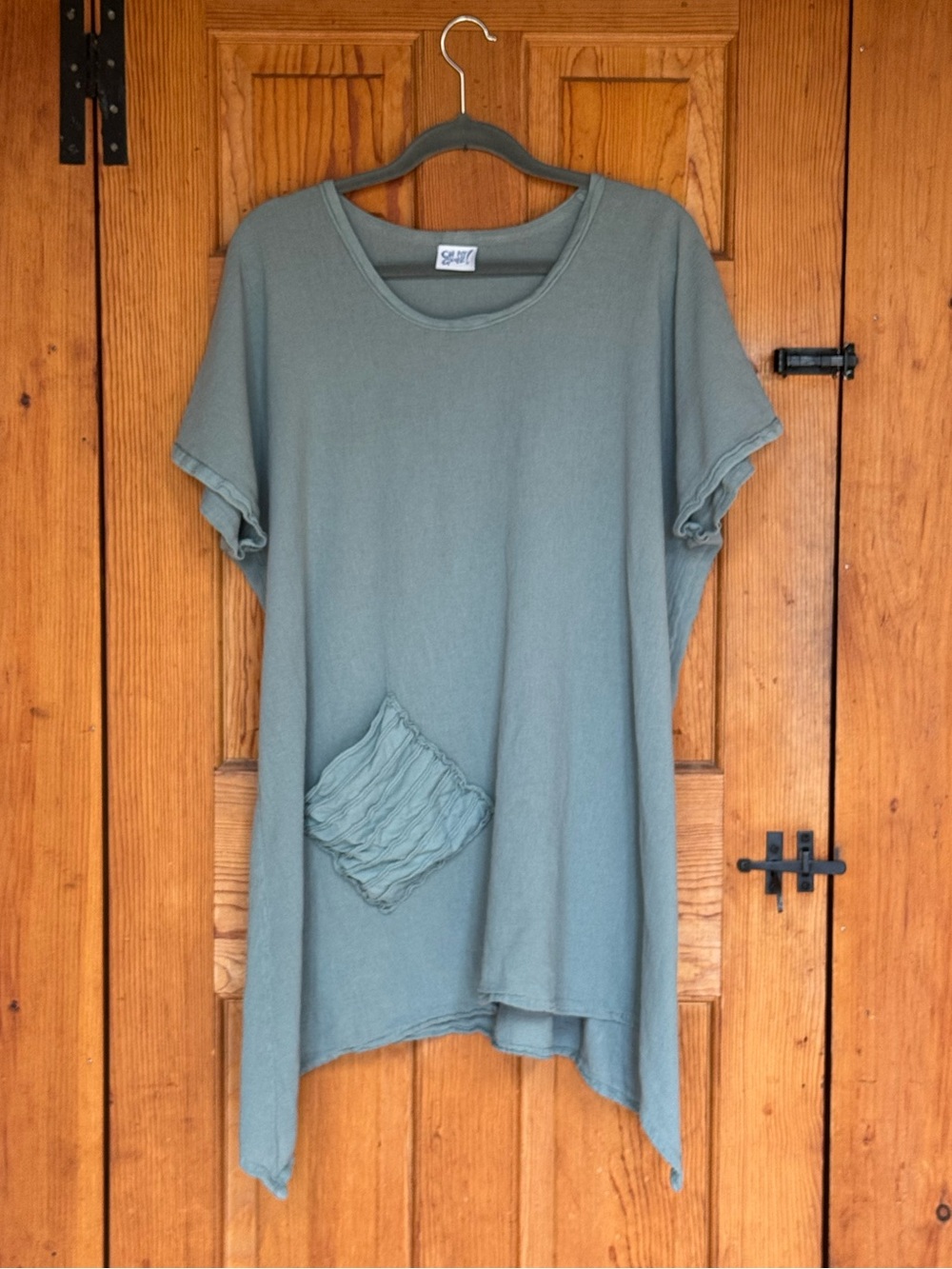 Oh My Gauze! Sage Green Asymmetrical Tunic Top Size 3 100% Cotton